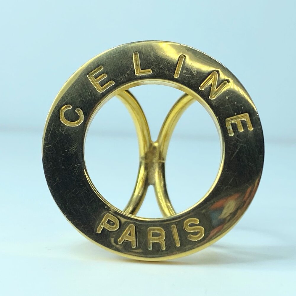 Celine Vintage Logo Scarf Ring Gold-tone one size GS352 - Picture 1 of 8